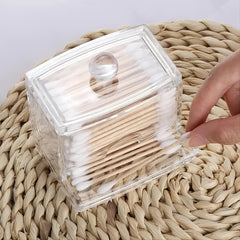 1pc Cotton Swab Holder Cotton Ball Dispenser Organizer Clear Bathroom Storage Containers