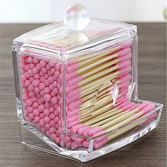 1pc Cotton Swab Holder Cotton Ball Dispenser Organizer Clear Bathroom Storage Containers