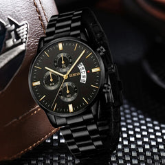 Men Black Stainless Steel Watch