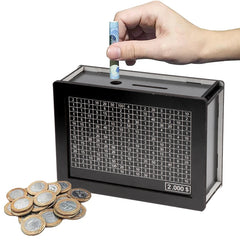 Black Reusable Piggy Bank With Money Goal Counter