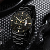 Men Black Stainless Steel Watch