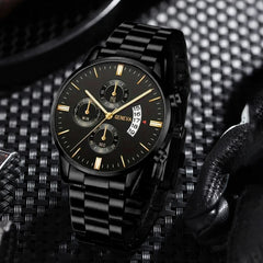 Men Black Stainless Steel Watch