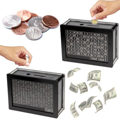 Black Reusable Piggy Bank With Money Goal Counter