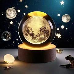 Small 3D Solar System Crystal Ball With LED Base.
