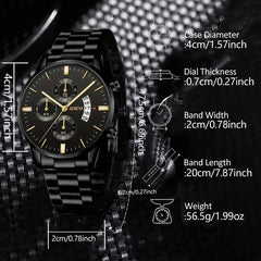 Men Black Stainless Steel Watch