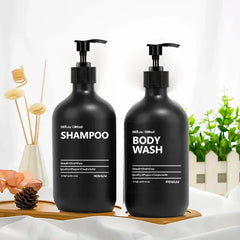 Matte Black Soap Shampoo Dispenser Shower Gel Conditioner Liquid Container Bathroom Lotion Bottle with 6/8/12 Labels 2/3PCS/Set