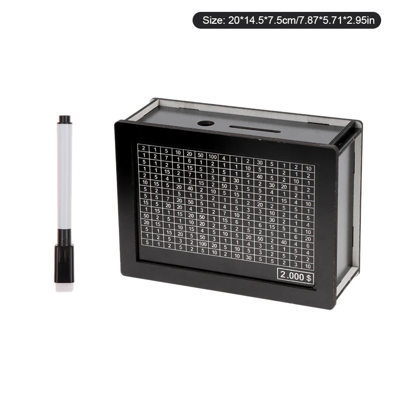 Black Reusable Piggy Bank With Money Goal Counter