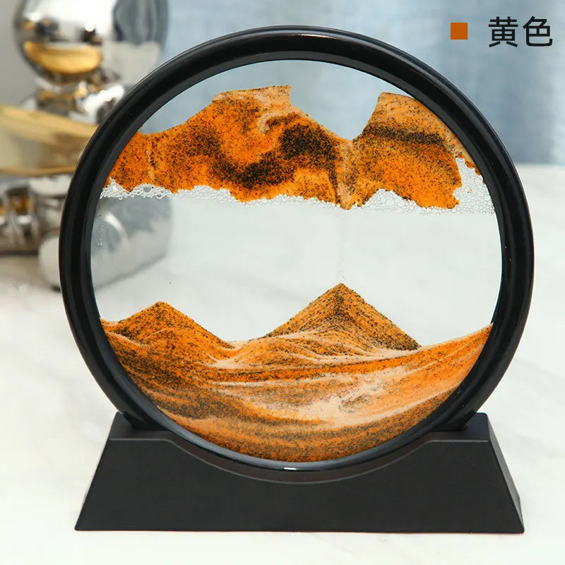 3D Moving Sand Art Picture Round Glass