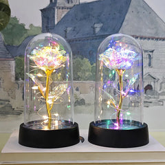 Artificial Glass Flower with Eternal Rose of the LED Light for Women