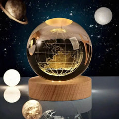 Small 3D Solar System Crystal Ball With LED Base.