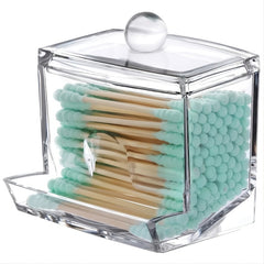 1pc Cotton Swab Holder Cotton Ball Dispenser Organizer Clear Bathroom Storage Containers